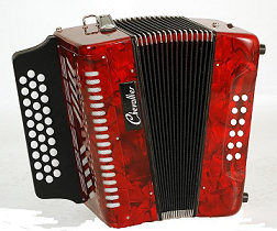 ACCORDEON DIATONIC 12 BASSES TONALITES DO/SOL/FA - rouge marbré